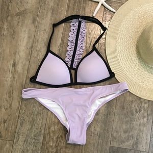Pink Victoria’s Secret bikini lavender n black 👙